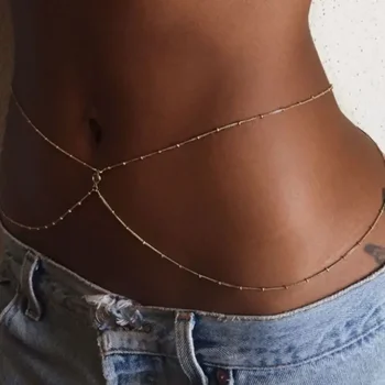 Double Layer Bead Ladies Waist Belly Chain Piercing Jewelry Fashion Body Trendy Jewelry Accessories Spring Summer Gifts