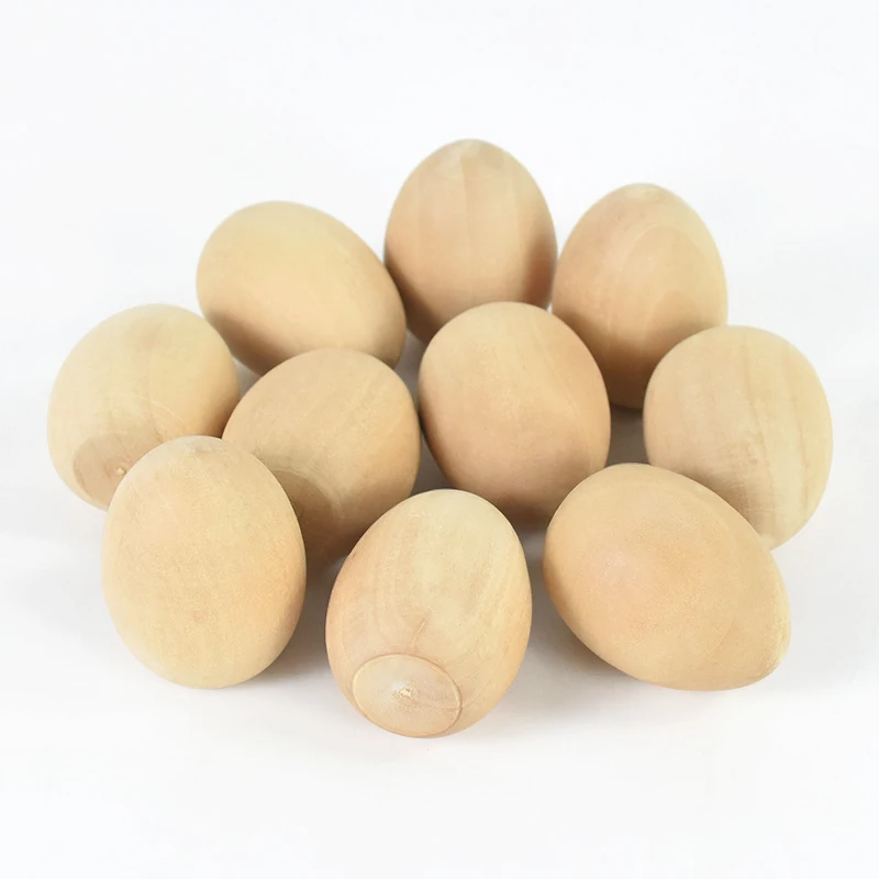 5Pcs Wooden Eggs DIY Craft Ornament 2025 Happy Easter Party Home Decoration Supplies Kids Favors Handmade Gift Basket Filler