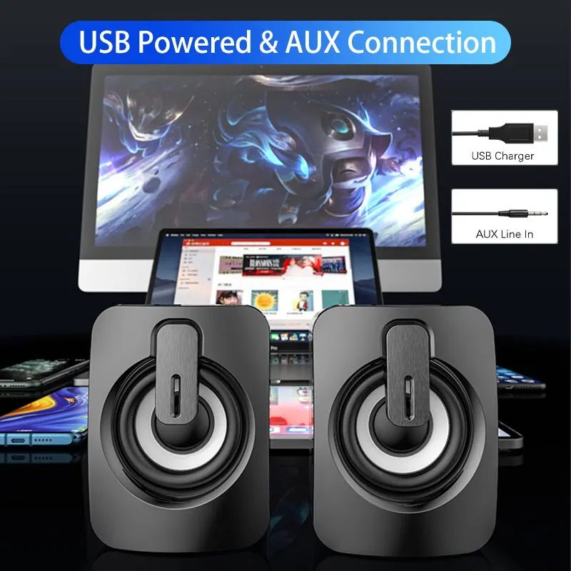 Hifi Stereo Rgb Gaming Speakers With Microphone For Pc Laptops_voghion.com