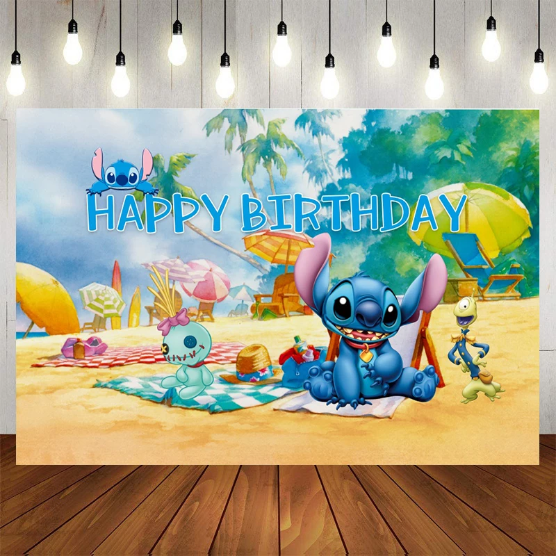 Toile de fond de joyeux anniversaire CAN o & Stitch pour enfants