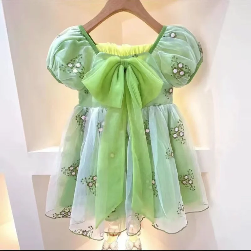 

Small and medium-sized children's summer cheongsam princess dress 2023 new westernized baby girl dress bubble short sleeved