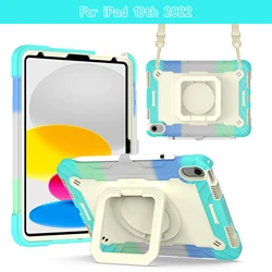 Universal Stand Case with 360° Rotating Handle Grip - iPad 10.9 2022 - 10th (Rainbow Green)