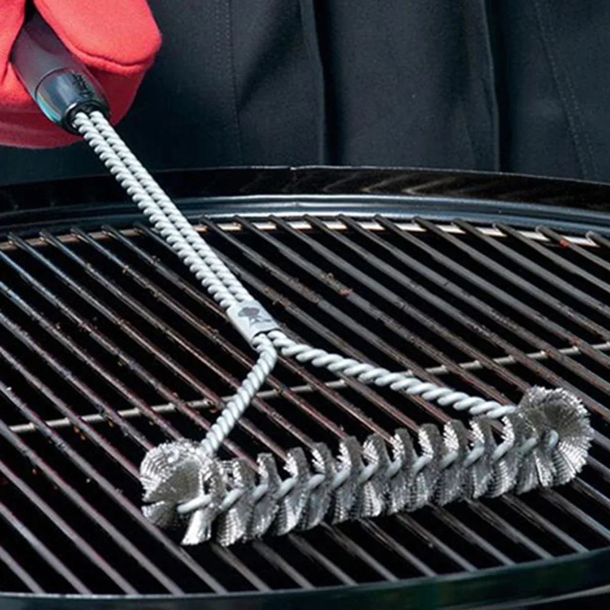 1pc Steel BBQ Brush Grill and Scraper BBQ Cleaner Brush Perfect Tools Grill Cleaning Ideal Barbecue Accessories Non-stick