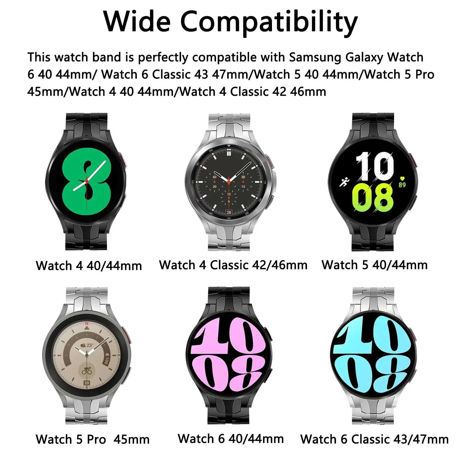 No Gaps Stainless Steel Strap for Samsung Galaxy Watch 6/5/4 40mm 44mm Band 6Classic 47mm 43mm 5Pro 45mm Correas Metal Bracelet