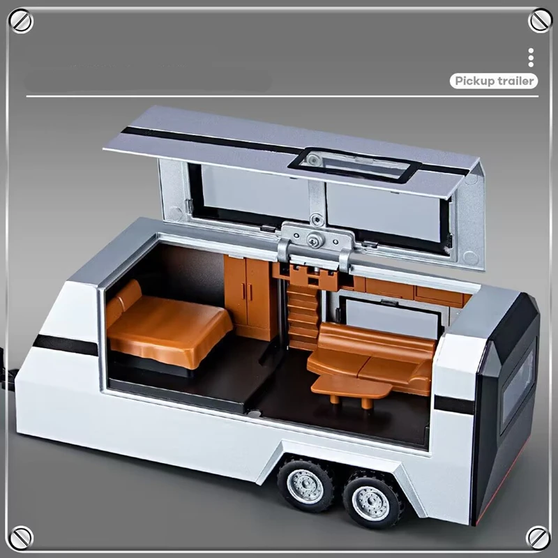 1/32 Cyber toy truck Pickup Alloy Car Model Diecasts Off-road Vehicles Truck Car Model Sound Light Kids Toys Gift With Suitcase 2