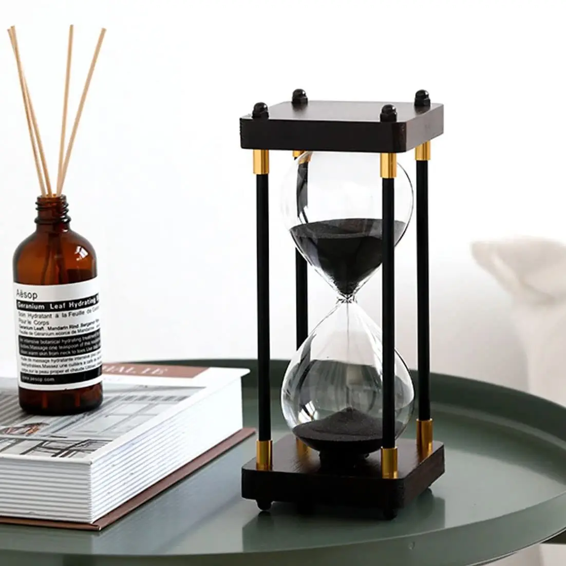 Sand Timer Liquid Hourglass Timer Colored Hourglass 30/60 Minutes Premium Large Hourglass Metal Sand Timer Sandglass Clock,Time Management Tools for Kitchen Home Office Desk Decor