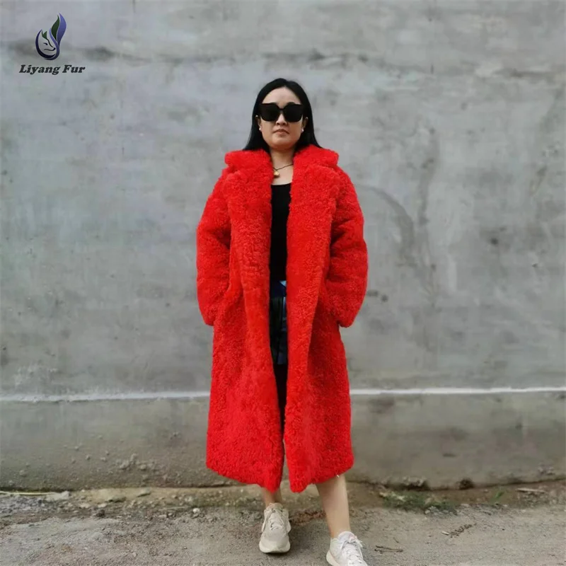

Luxury Thick Fluffy Real Mongolian Fur Short Jacket Women Fashion Curly Sheep Fur Coats