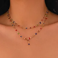 Fashion Colorful Crystal Chain Necklace for Women Simple Silver Color Long Y-shaped Clavicle Chain Necklace Party Jewelry Gifts - Image 2