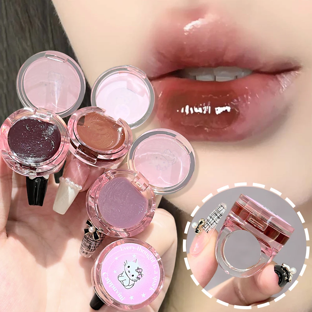 Kitten Ring Solid Lip Gloss–Natural Juicy Shine Moisturizing Tinted Lip Balm Plumping Lipstick Korean Makeup Waterlight Glossy