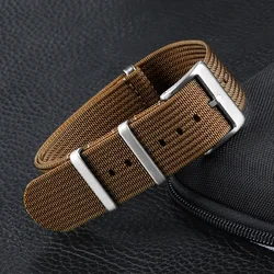 Durable Military - Style Nylon Watch Strap in Brown, Green, Black - Sporty and Casual Replacement Band - 22mm (Brown)