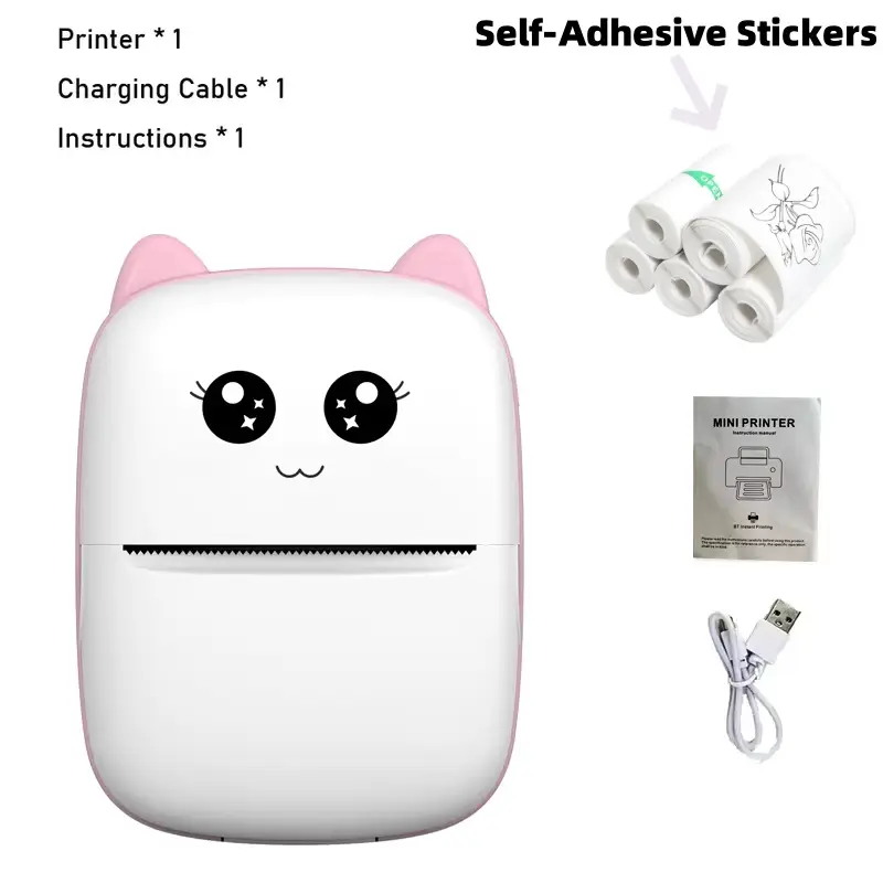Portable thermal printer mini cat print photo pocket thermal label printer 58mm printing wireless Bluetooth Android iOS printers - Image 13