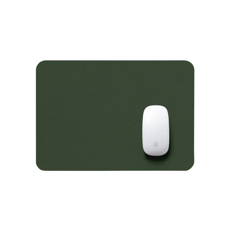 Deluxe Solid Color PU Leather Waterproof Mouse Mat, Anti-slip, 23x19cm - Stylish Desk Accessory