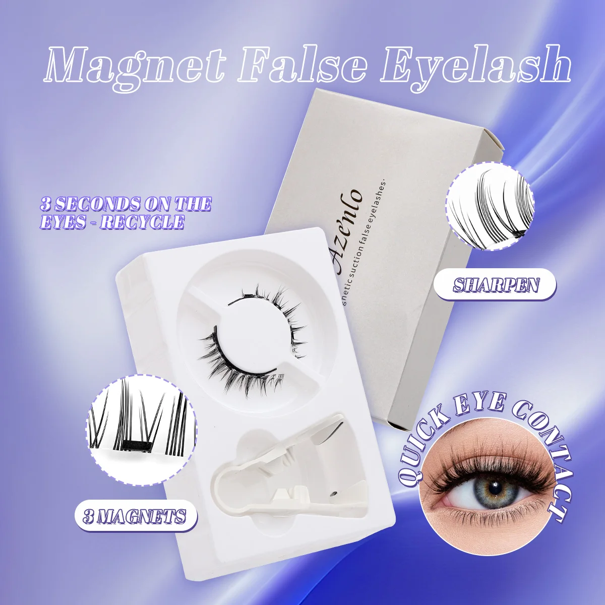 3D Natural Magnetic Eyelashes 3 Magnetic Lashes Reusable False Eyelashes Portable Cosmetic Tool fake eyelashes