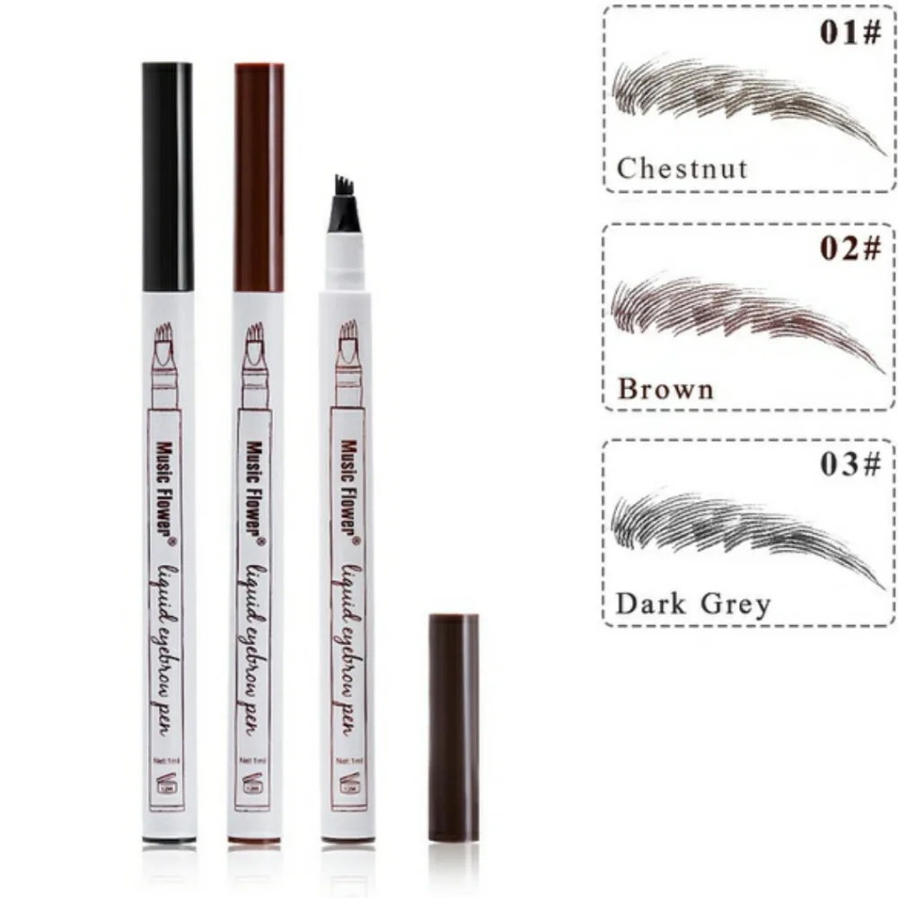 

3 Colors Microblading Eyebrow Tattoo Pen 4 Head Fine Sketch Liquid Eyebrow Pencil Waterproof Tattoo Eye Brow Pen Smudge-proof