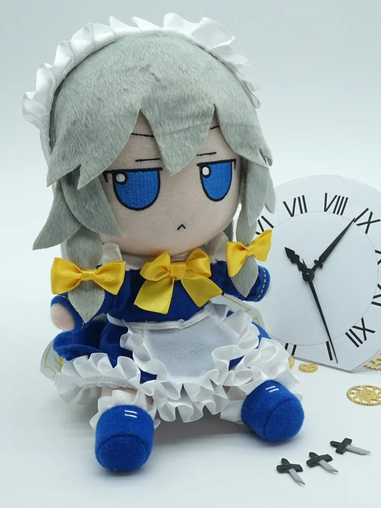 

20cm Anime TouHou Project Cosplay Izayoi Sakuya Fumo Cute Lovable Soft Cartoon Dress Up Plush Doll Toy for Kids Present Gifts