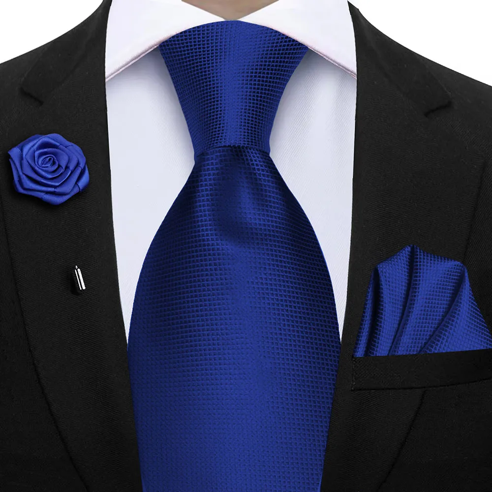 Elegant Peacock Blue Plaid Men's Accessory Set - Tie & Pocket Square Collection