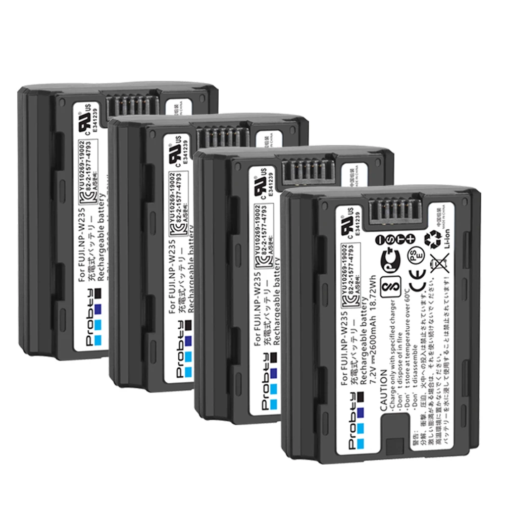 4 Pezzi Np-W235 Batteria Ricaricabile Npw235 Per Fotocamera Fujifilm Fuji X-T4, Gfx 100S, X-T5, X-H2