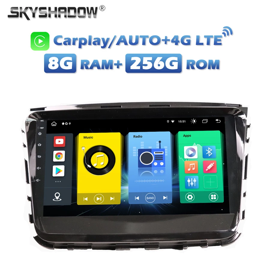 

4G SIM Carplay Auto Android 13.0 8G+256G 8Core DSP Car DVD Player Wifi Bluetooth RDS RADIO GPS map For SsangYong Rest 2019 2020