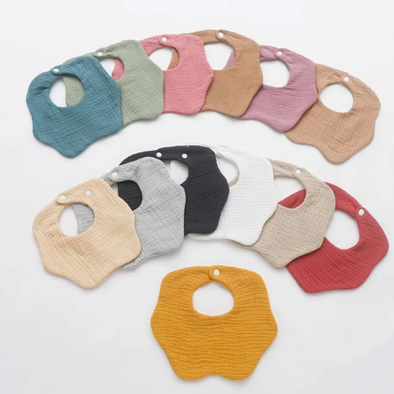 

6 Layers of Cotton Gauze Baby Bibs Solid Color Infant Bib Newborn Burp Cloths Bandana Scarf Boys Girls Feeding Saliva Towel K96