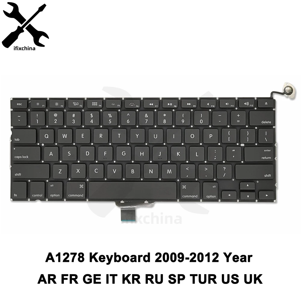 A1278 Keyboard For Macbook Pro 13" A1278 US UK RU FR Keyboard Potugal + Screws 2009-2012 MD101 MD102 keyboard keycap laptop keyboard