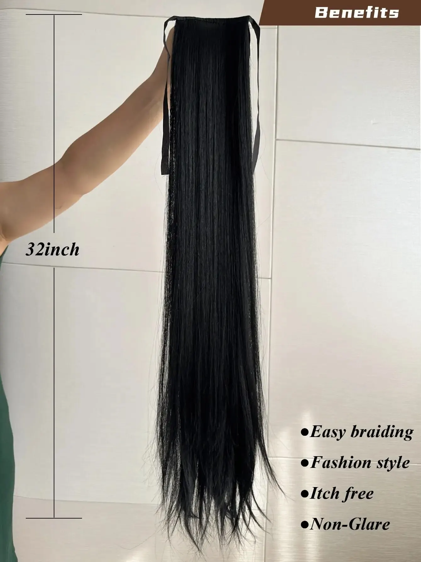 Clip In Ponytail Hair Extension Clip in Ponytail Extension Wrap Around Long Straight Pony Tail Hair 85CM Synthetic Hairpiece for Women Heat Resistant