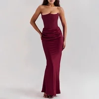 Strapless Backless Sexy Evening Party Club Maxi Long Dress Vestido for Women Summer 2024 Sleeveless Bodycon Dresses 1