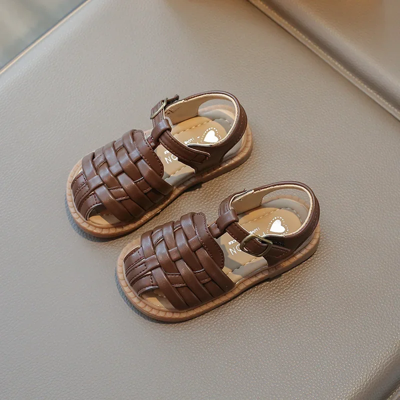 Baby Girl Sandals Summer Sandals for Boy Fashion Children Cut-Outs Beach Shoes Braided Style Kids Causal Walking Flat Sandals
