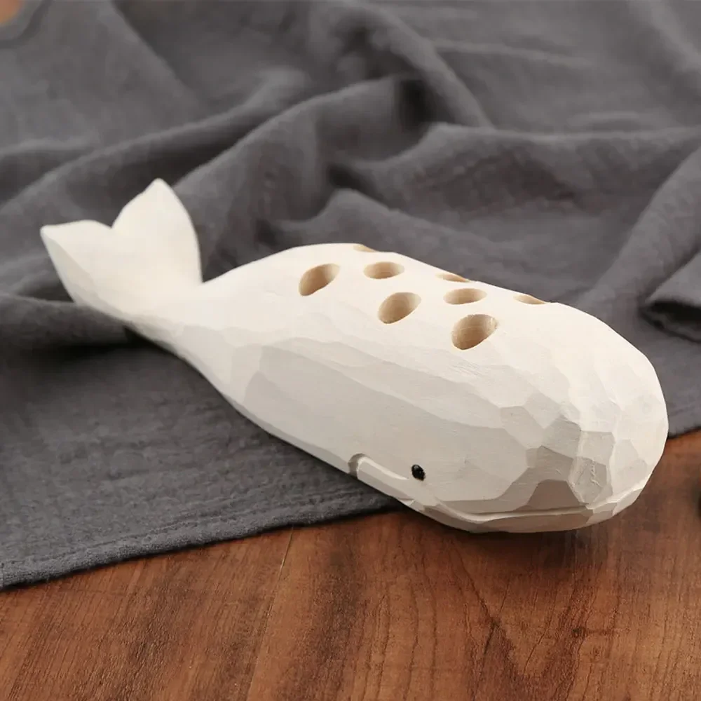 

Wooden Whale Shape Tool Holder Pen Display Rack Beluga Blue Whale Ornament Home Desk Craft Jewelry Storage Ornament Gift