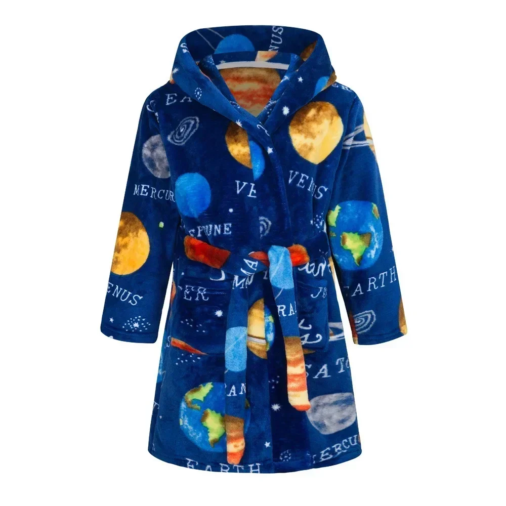 Soft Girl Sleepwear Robe Autumn Winter Children Flannel Bathrobe For Girls Boys 2-14 Years