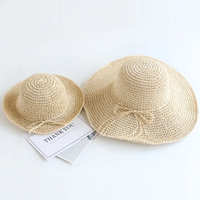 Summer Parent-child Straw Hat Girl Casual Foldable Big Brim Holiday Hats Baby Boy Beach Fisherman's Cap