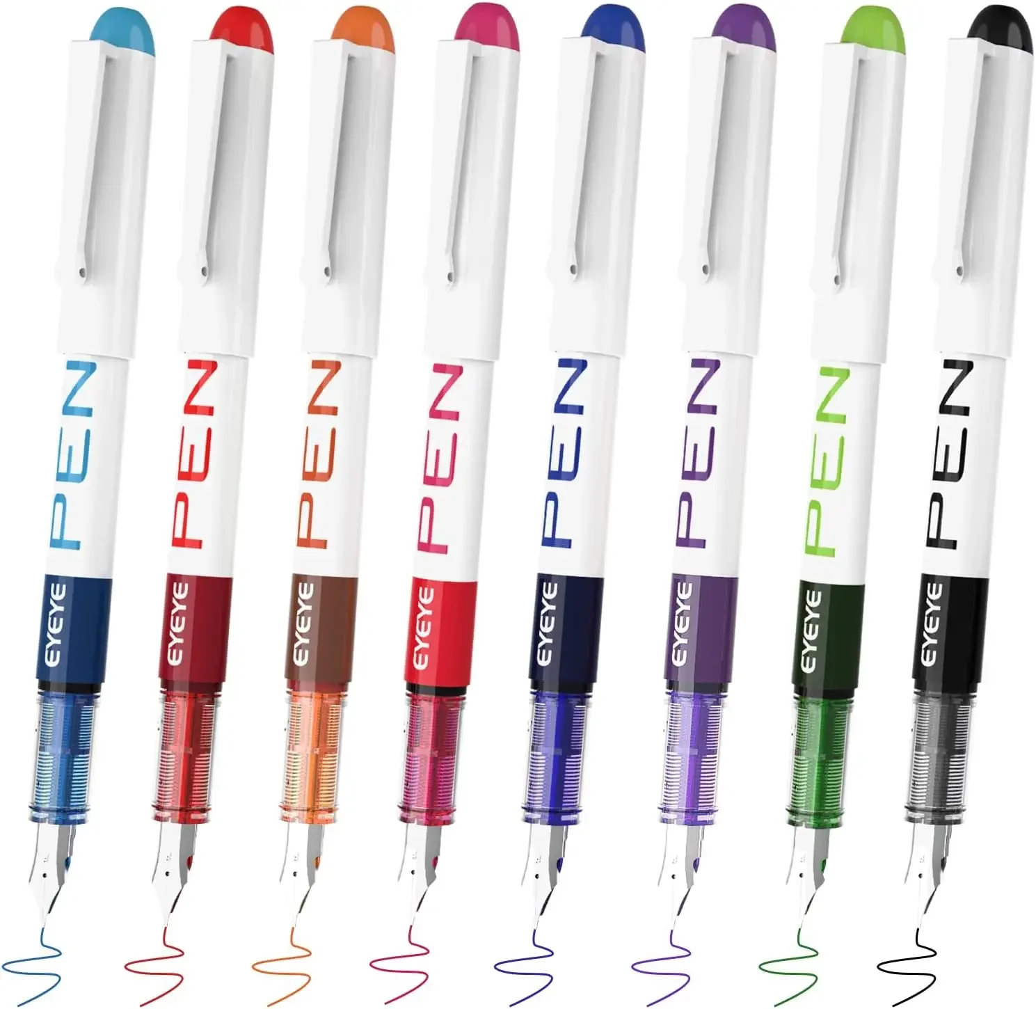 Straight Liquid Fountain Pens，Disposable Fountain Pens, for WritingQuick-Drying Ink Pen, Smooth-Writing Multicolor Art Supplies 2