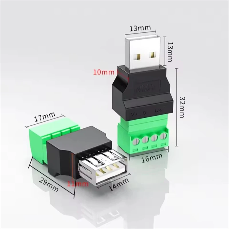 USB 2.0 Type A Plug and Play Connector with 4-Pin Screw Terminal