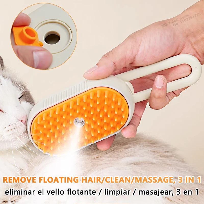 Steam Brush for Cat Dog Comb Electric Spray Removes Hair Cat Brush Soft Silicone Massage Grooming Comb Pet Accessories Supplies 3