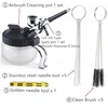 Airbrush Cleaning Pot Stabilizer Bottles Holder Paint Station Glass Jar Bottles Filter Frosted Compressor Optional Set A-C 6