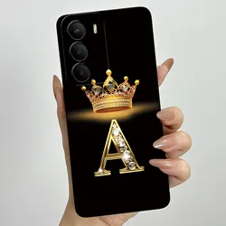 Crown Initials Shockproof Liquid Silicone Phone Case - Soft TPU Back Cover for Realme P3 Lite 4G (HEI - TYHEI4A)