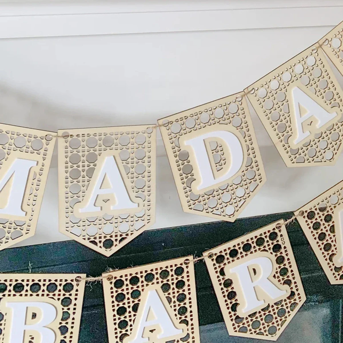 1Pc Ramadan Wooden Banner, Flag, Hanging Decoration Ramadan Kareem， Happy Ramadan， Eid Mubarak，muslim Decor，mubarak Decorations 4