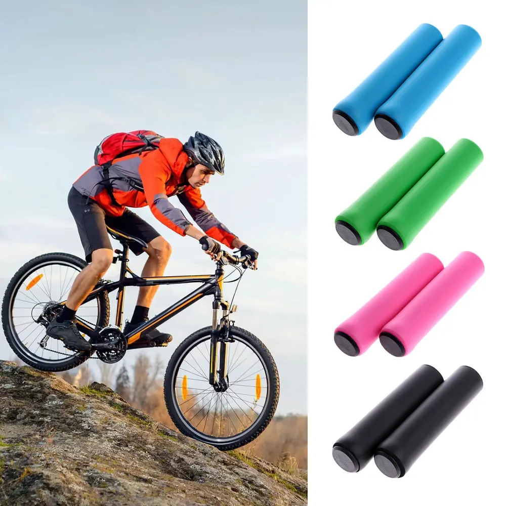 

2 PCS MTB Bicycle Handlebar Grips Outdoor Cycling Soft Silicone Anti-slip Handlebar Cover PVC Handle Grip Bar Cover 7 Colors