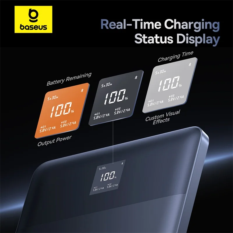 Baseus Blade 2 Power Bank 65W 12000mAh PD Fast Charging Digital Remaining Battery for iPhone 15 Pro Max Notebooks Laptops