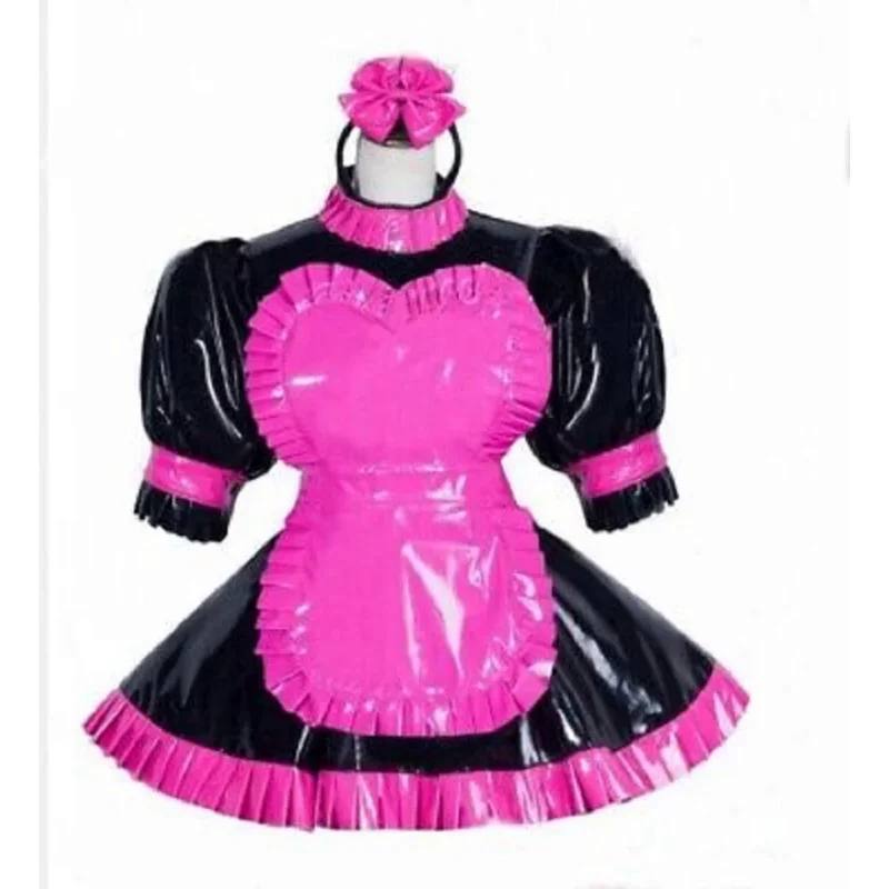 

Французская горничная для девушек, запираемое платье из ПВХ, костюм для косплея CD/TV, изготовленный по индивидуальному заказу