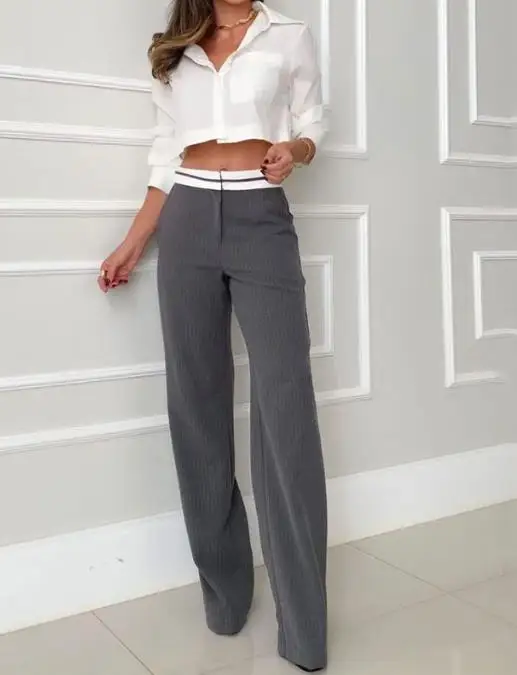 

Summer Casual Shirt Top Loose Pants Two-Piece Set