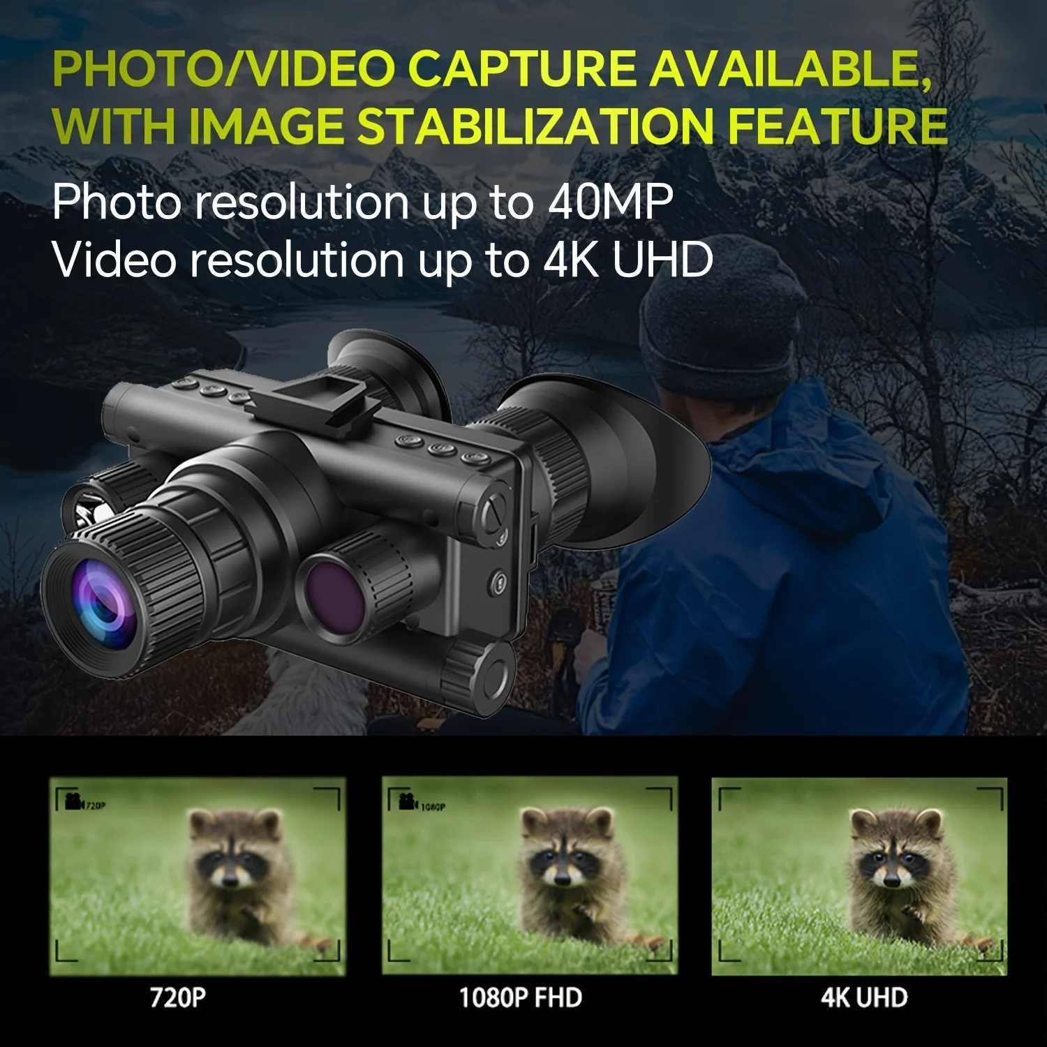 4K Head Mounted Telescope Infrared Night Vision Binoculars Goggles Z9157 Camera 8x Digital Zoom with Tactical Flashlight Outdoor 4