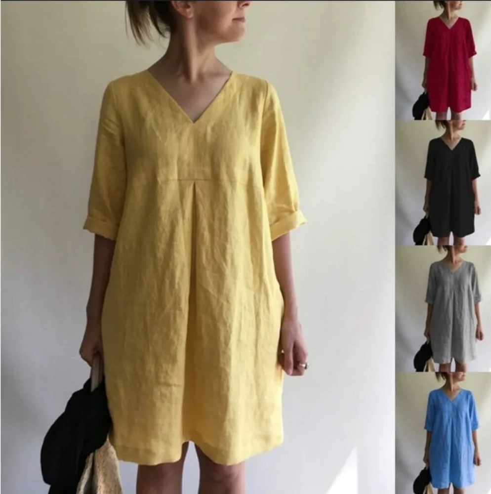 

Women Clothing Dress for Women Vintage Clothes Summer Fashion Casual Streetwear Cotton Linen Comfortable