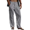 Men's Casual Trousers Home Pants 2023 New Man Cotton Linen Large Size white Straight trousers Solid Beach black Fitness Pants 5