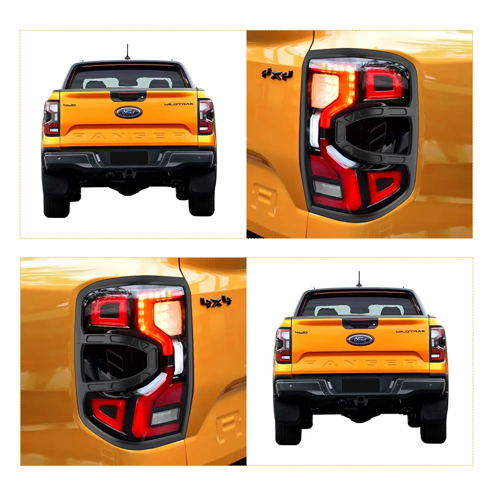 Car Accessories ABS Tail Lights Cover Surrounds Trim for Ford Ranger Wildtrak Sport XLT XLS XL Rear Lamp Hoods Decorative