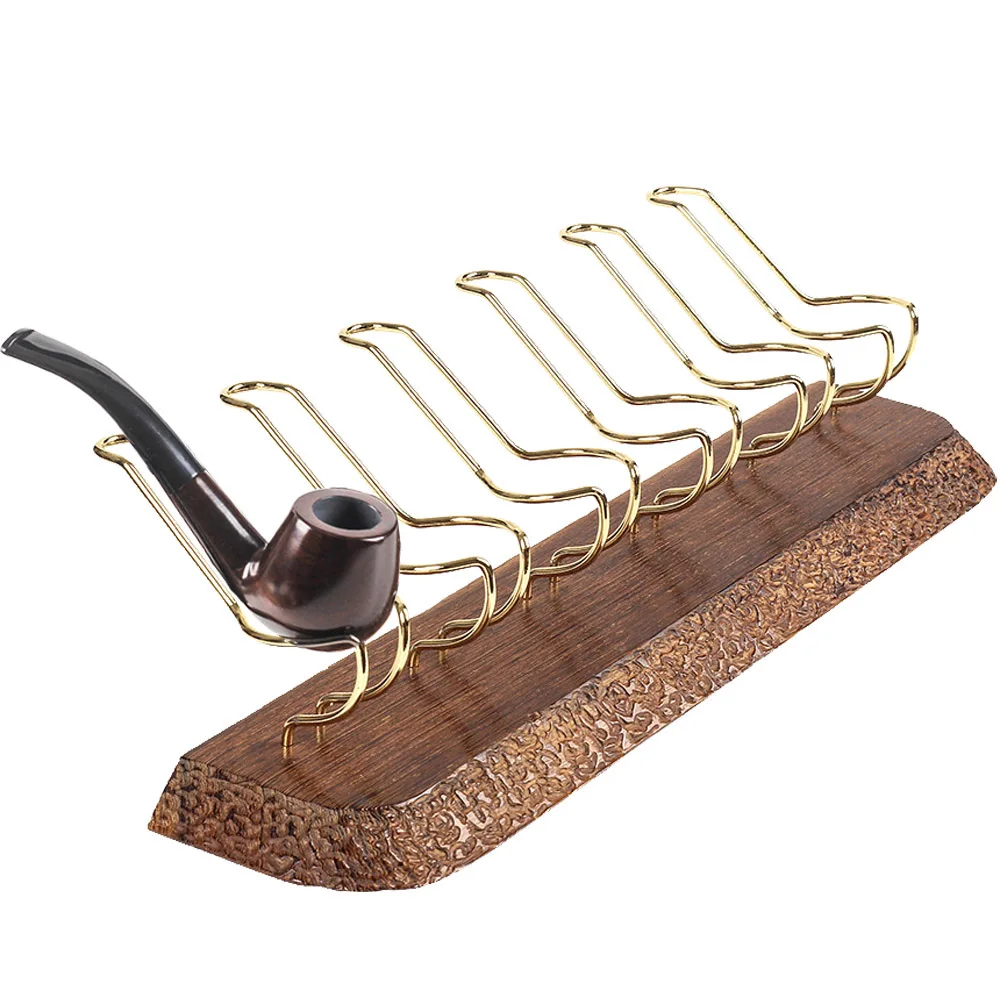 6 Unit Tobacco Pipe Stand Rack Holder Wooden Holder For Smoking Pipe