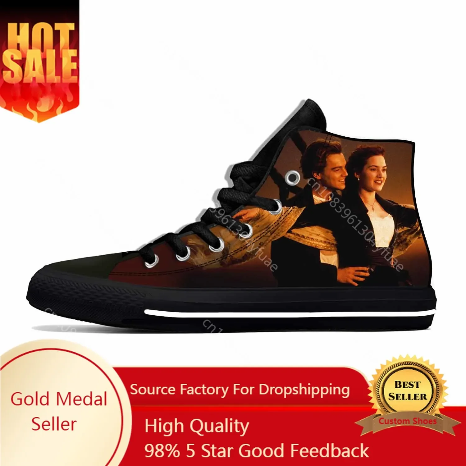 Summer Movie Titanic Leonardo Dicaprio Kate Winslet Casual Shoes High Top Lightweight Board Shoes Breathable Men Women Sneakers