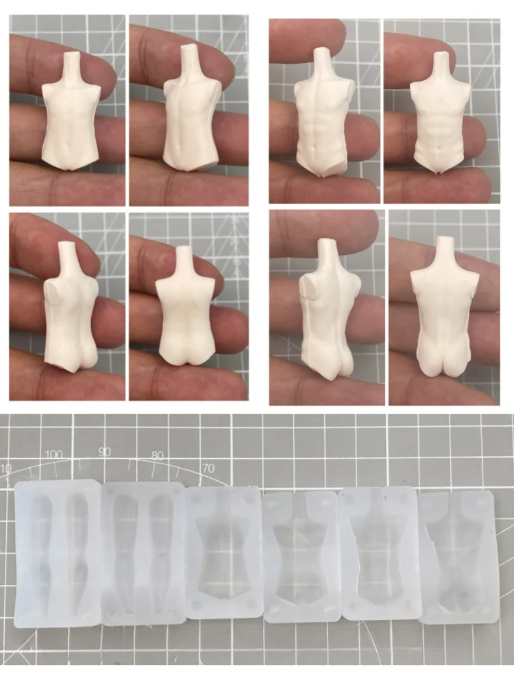 Q Version 2-3 Head Body Men Version Muscle Full Body Stampo In Silicone Fai Da Te Ultra Light Clay Animation Character Body Making Mold