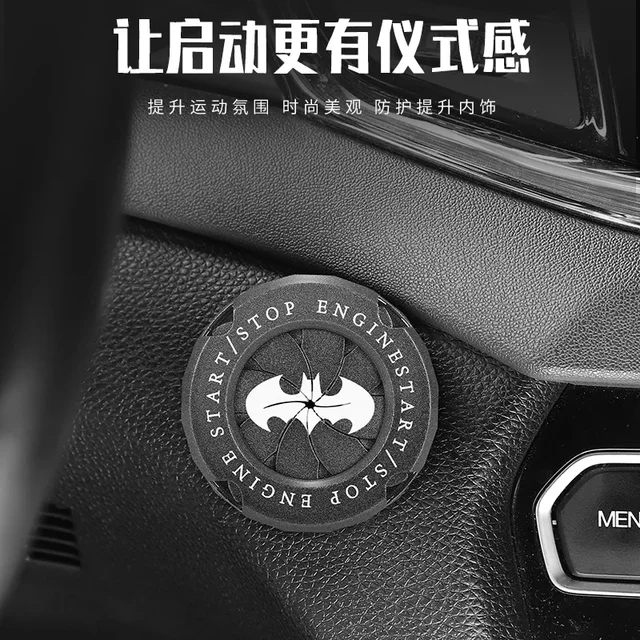 Bat Car Interior Decor Engine Ignition Start Switch Rotate Cover Onekey Stop Button Cover Auto Personality sticker Accessories 3