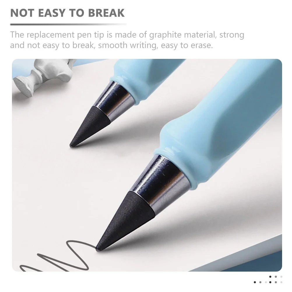 30 Pcs Inkless Pencil Refill Heads black Tips Everlasting for School Infinite Graphene Pencil Writing Tips Everlasting Graphite 5