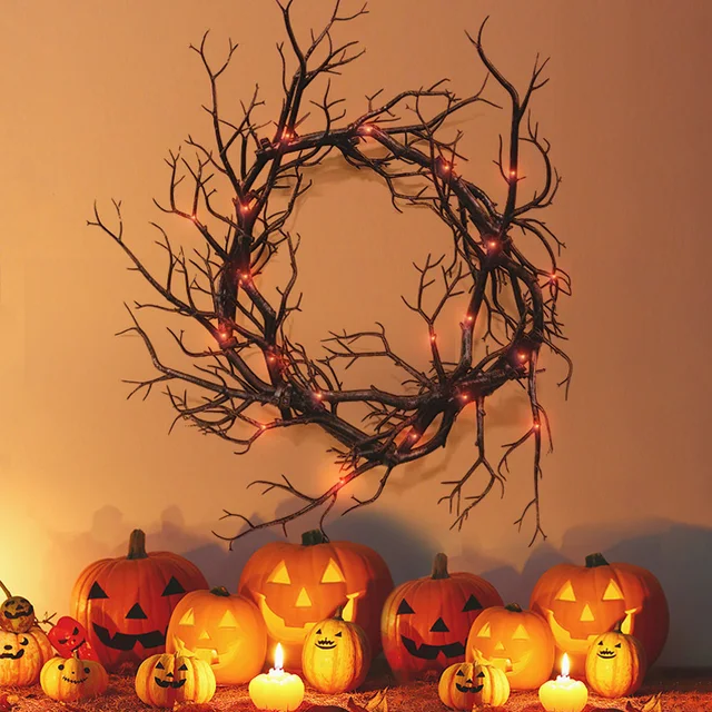 Black Branch Halloween Door Wreath